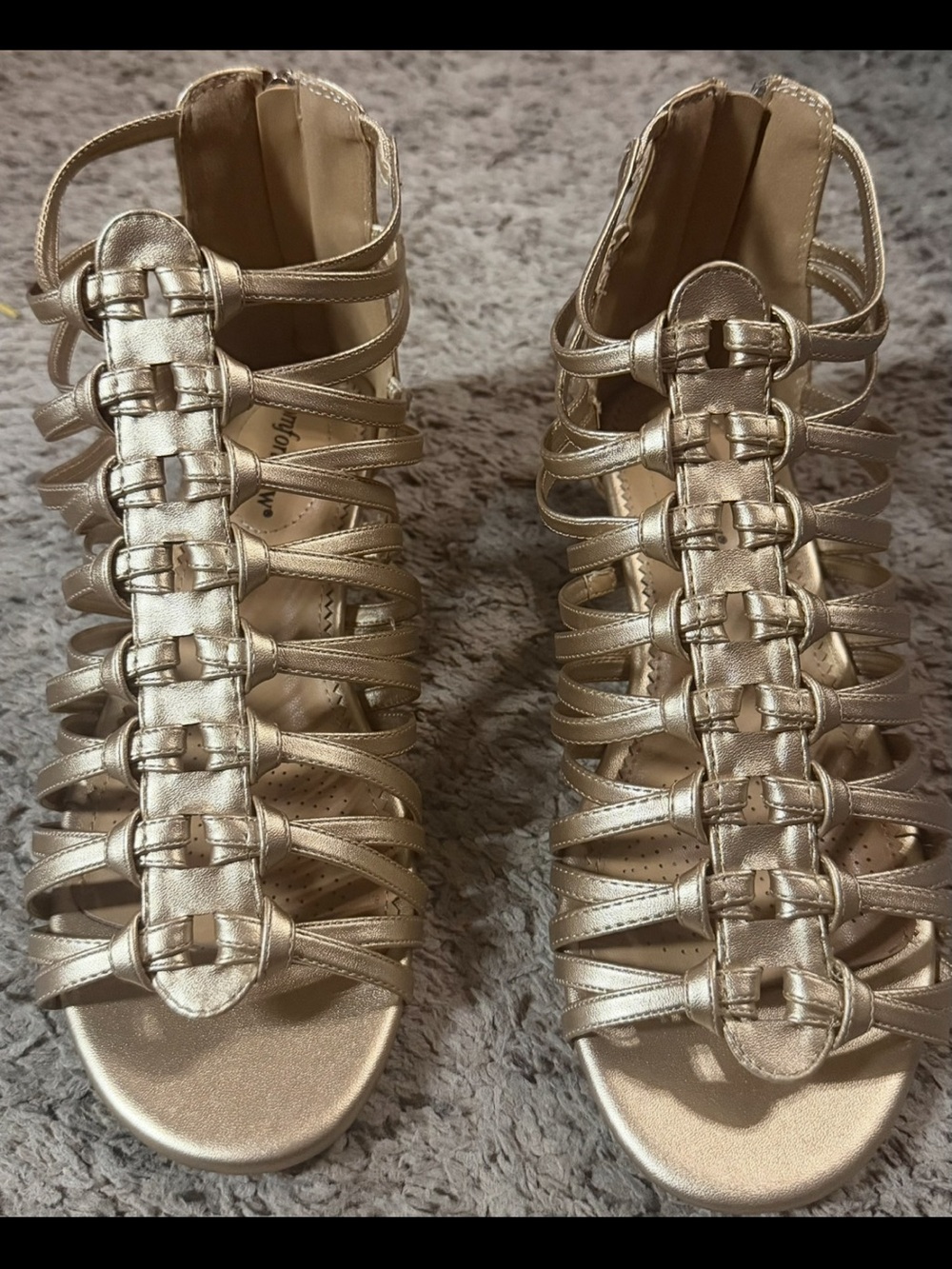 comfortview Metallic Gold Multi-Strap Gladiator Sandals